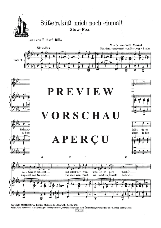Produktgalerie: Seite 3 von 3 Süßer, küss mich noch einmal, , Klavier und Gesang