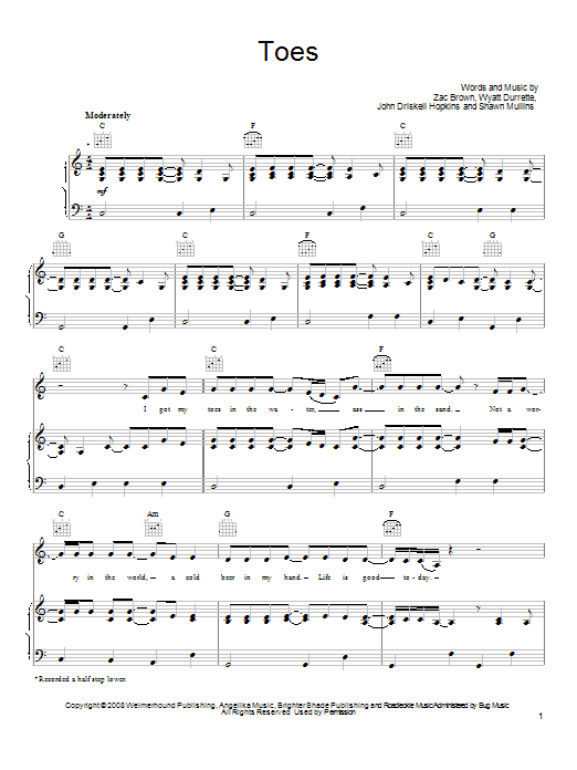 Product picture to: Toes - Zac Brown Band