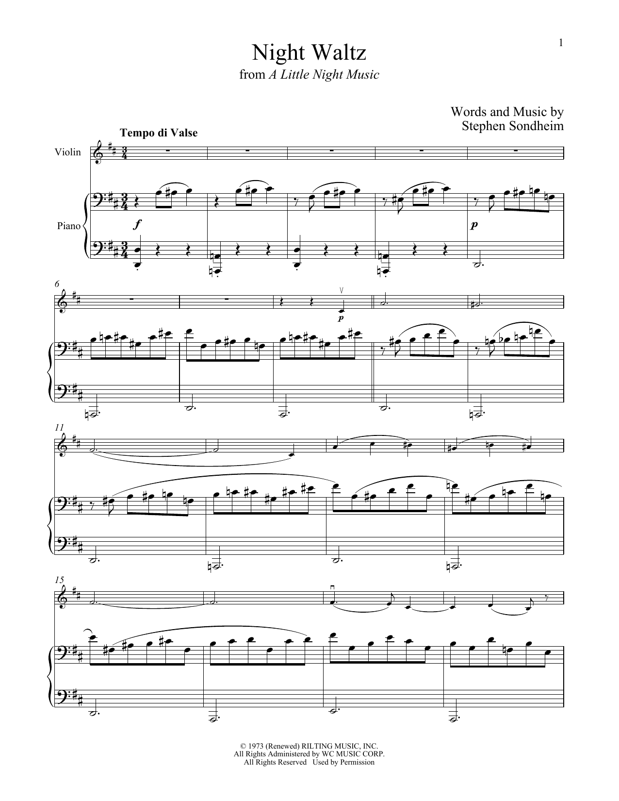 Product gallery: Page 1 of 1 Night Waltz (from A Little Night Music), Stephen Sondheim
