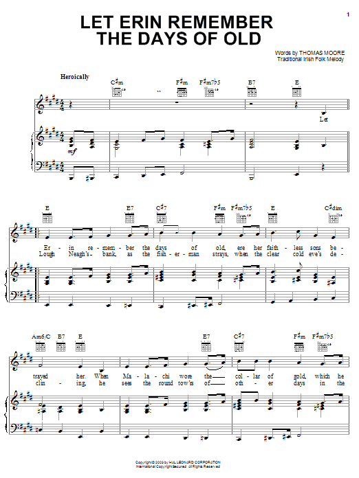 Produktgalerie: Seite 1 von 1 Let Erin Remember The Days Of Old, Thomas Moore, Gesang, Gitarre, Klavier