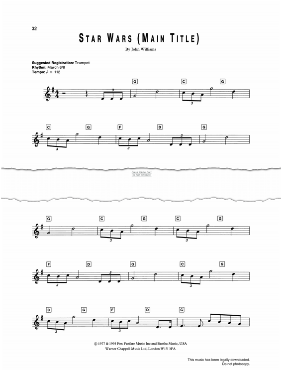 Produktgalerie: Seite 1 von 1 Star Wars (Main Theme), John Williams, Keyboard