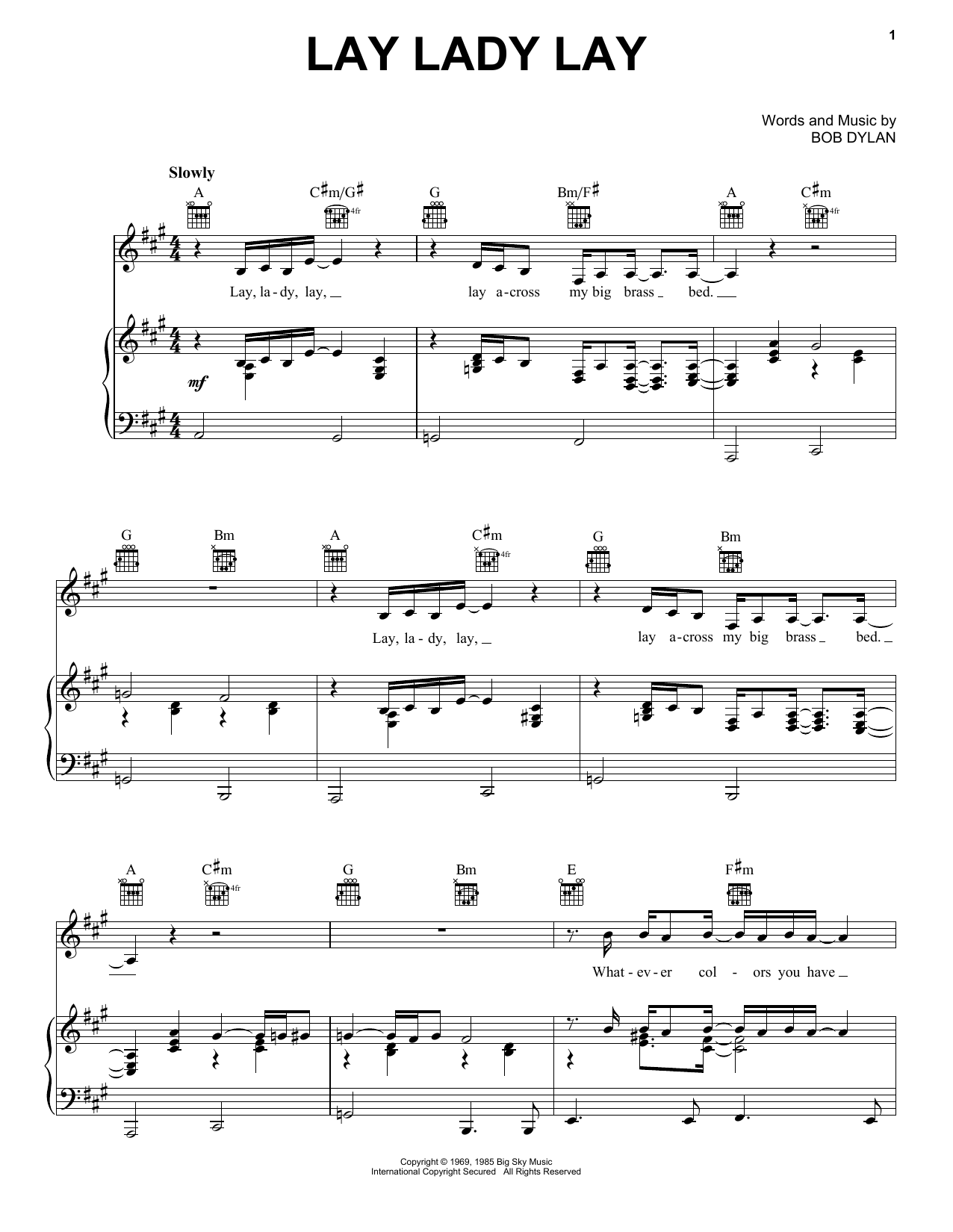 Produktgalerie: Seite 1 von 1 Lay Lady Lay, Bob Dylan, Gesang, Gitarre, Klavier