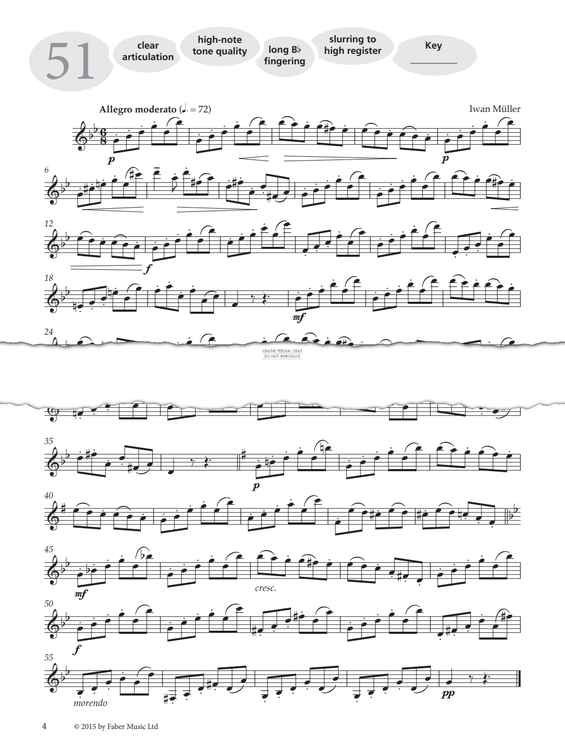 Product gallery: Page 1 of 1 Study No.51 'Allegro Moderato' (from 'More Graded Studies For Clarinet Book Two'), Iwan Müller