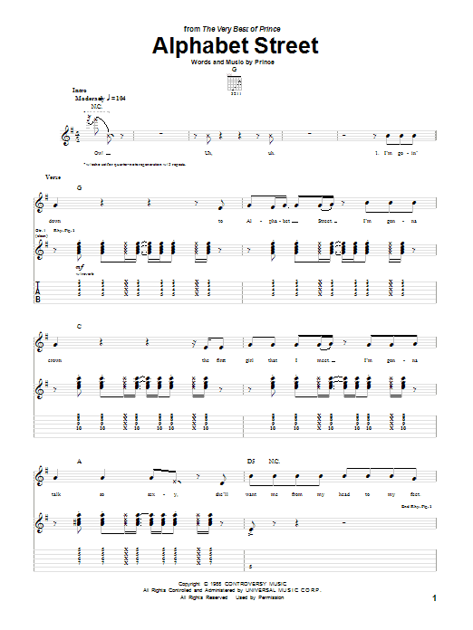 Product gallery: Page 1 of 1 Alphabet Street, Prince