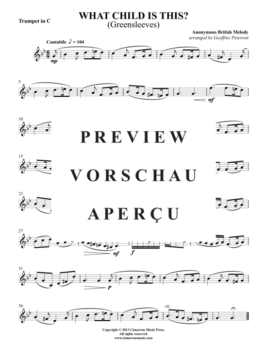 Produktgalerie: Seite 4 von 5 What Child is This? , , (Trompete in B + Klavier)