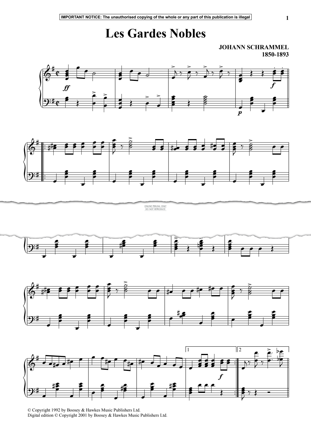 Produktgalerie: Seite 1 von 1 Les Gardes Nobles, Johann Schrammel, Klavier