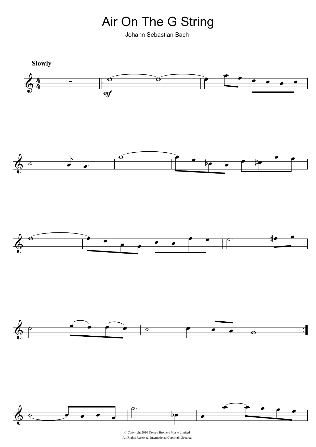 Produktgalerie: Seite 1 von 1 Air On The G String (from Suite No.3 in D Major), Johann Sebastian Bach, Flöte