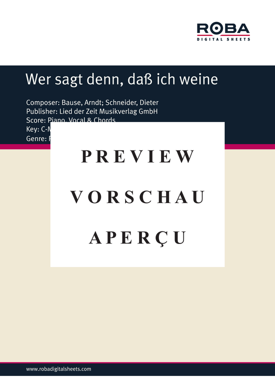 Product gallery: Page 2 of 3 Wer sagt denn, daß ich weine , , Piano and Voice