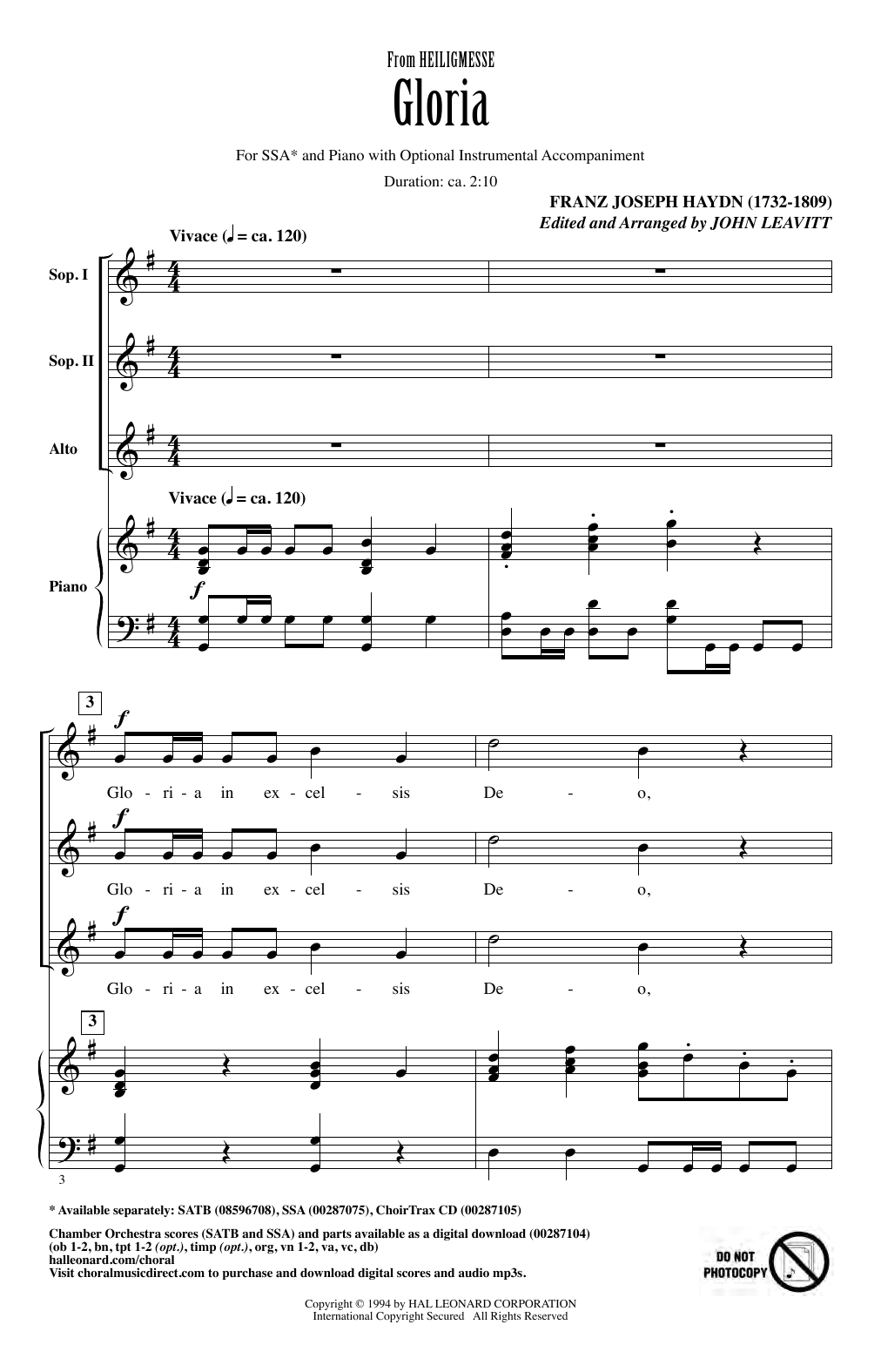 Produktgalerie: Seite 1 von 1 Gloria (from Heiligmesse) (arr. John Leavitt), Franz Joseph Haydn, Chor
