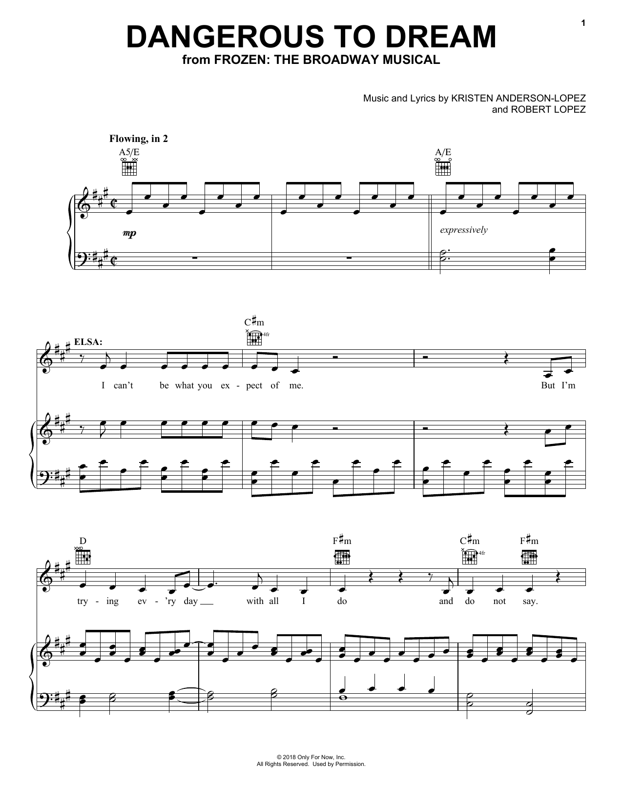 Produktbild zu: Dangerous To Dream (from Frozen: the Broadway Musical)