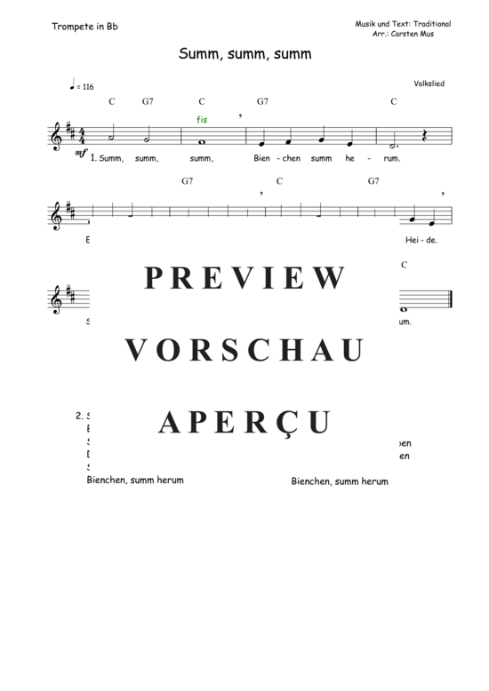 Produktbild zu: Summ, summ, summ (D - Dur) Traditional