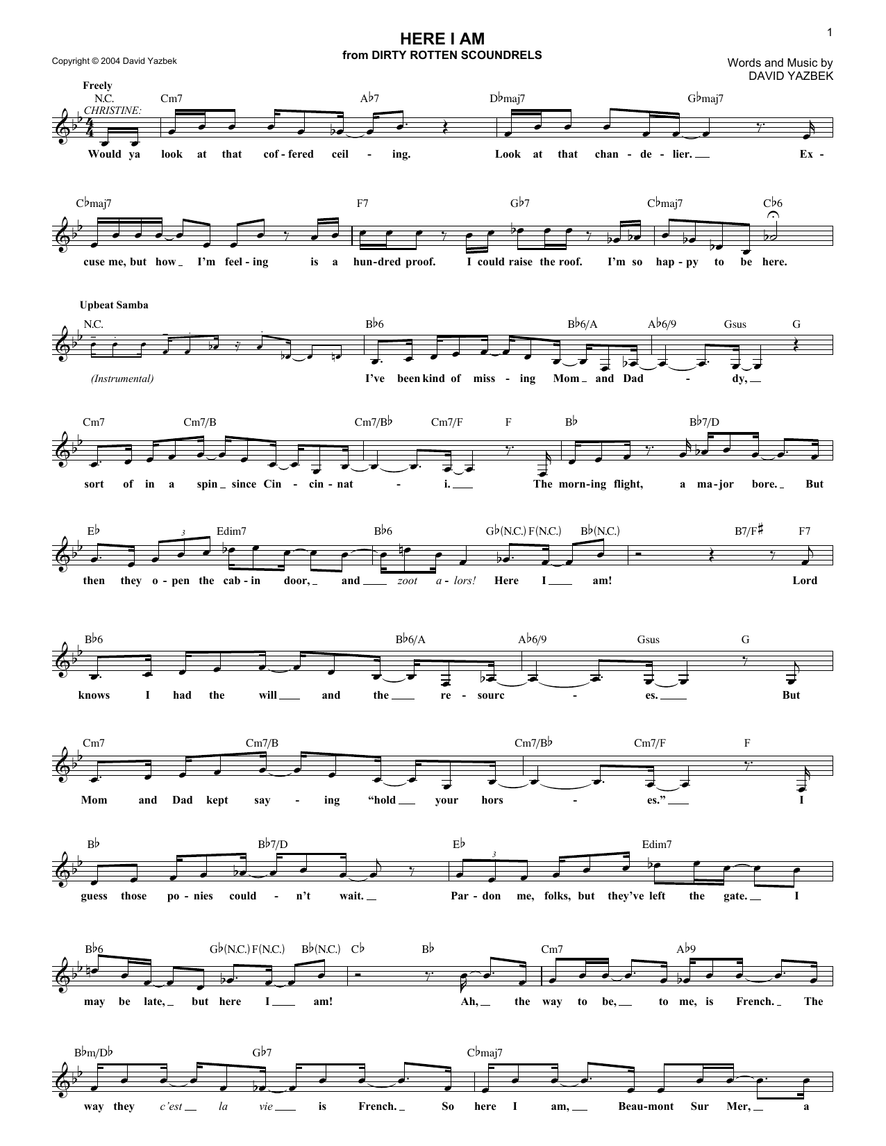 Produktbild zu: Here I Am (from Dirty Rotten Scoundrels)