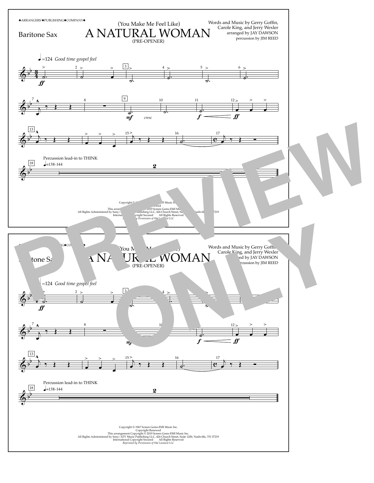 Product picture to: (You Make Me Feel Like) A Natural Woman (Pre-Opener) (arr. Jay Dawson) - Bari Sax