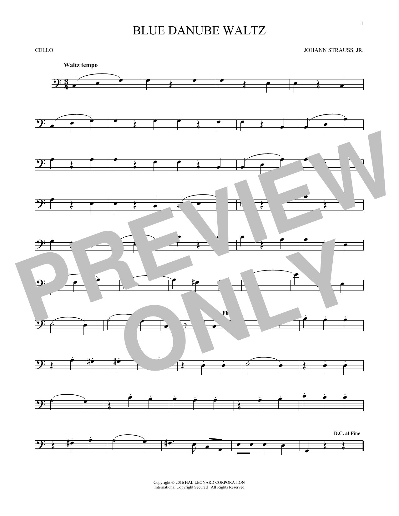 Produktgalerie: Seite 1 von 1 Blue Danube Waltz, Johann Strauss, Jr., Violoncello