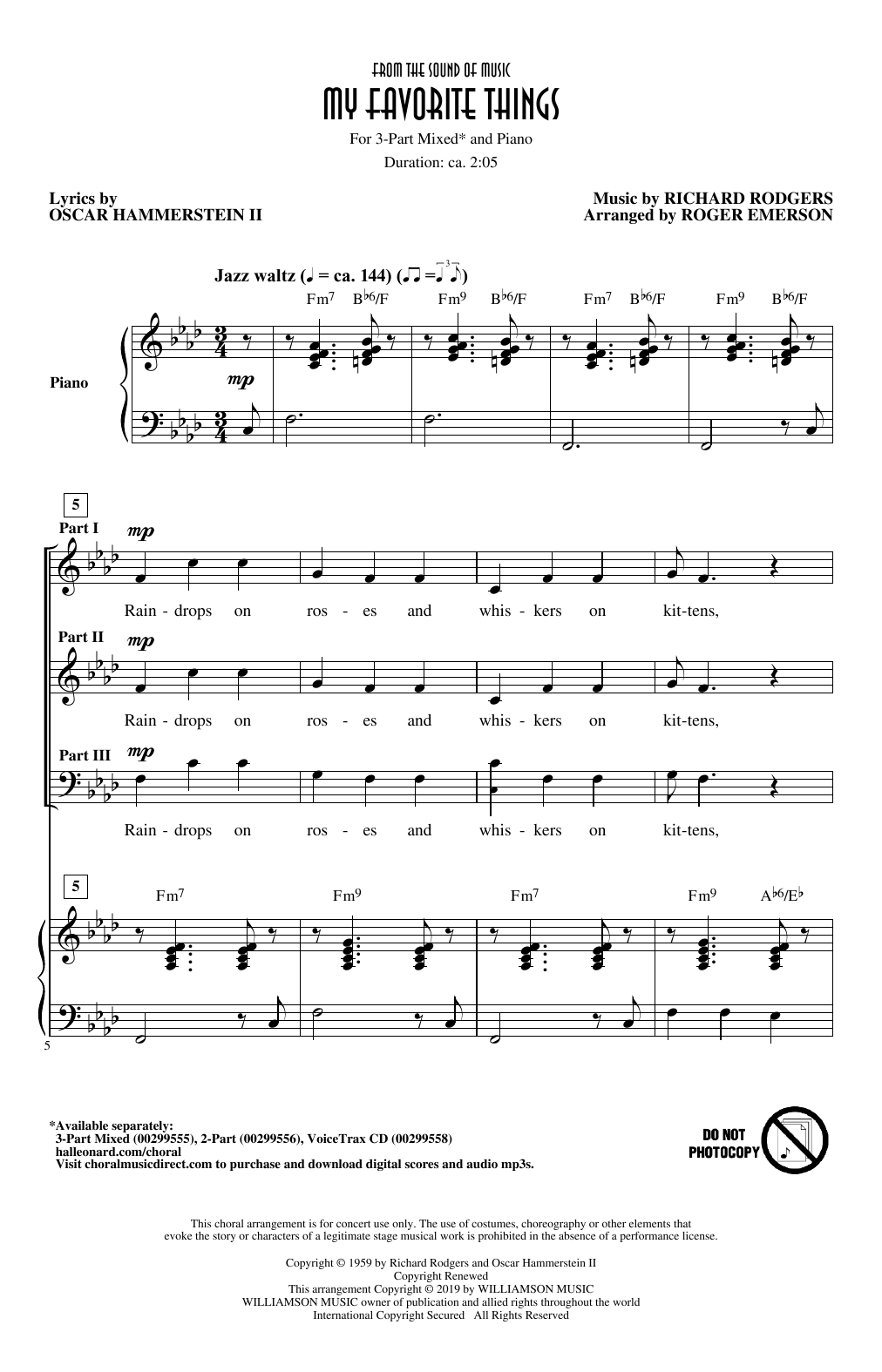 Produktbild zu: My Favorite Things (from The Sound Of Music) (arr. Roger Emerson)