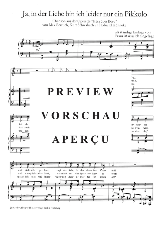 Product gallery: Page 4 of 4 Ja, in der Liebe bin ich leider nur ein Pikkolo  , , Piano and Voice