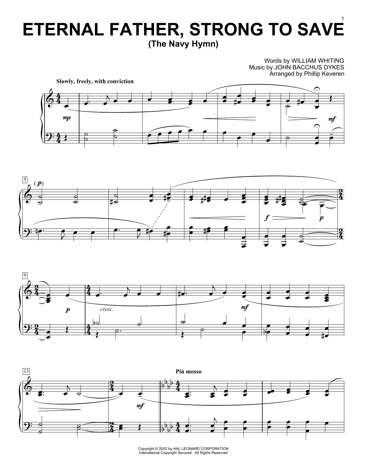 Product gallery: Page 1 of 1 Eternal Father, Strong To Save (arr. Phillip Keveren), William Whiting