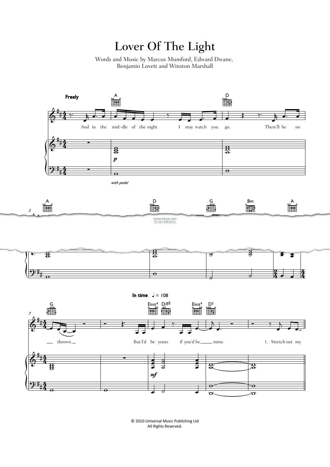 Produktgalerie: Seite 1 von 1 Lover Of The Light, Mumford & Sons, Gesang, Gitarre, Klavier