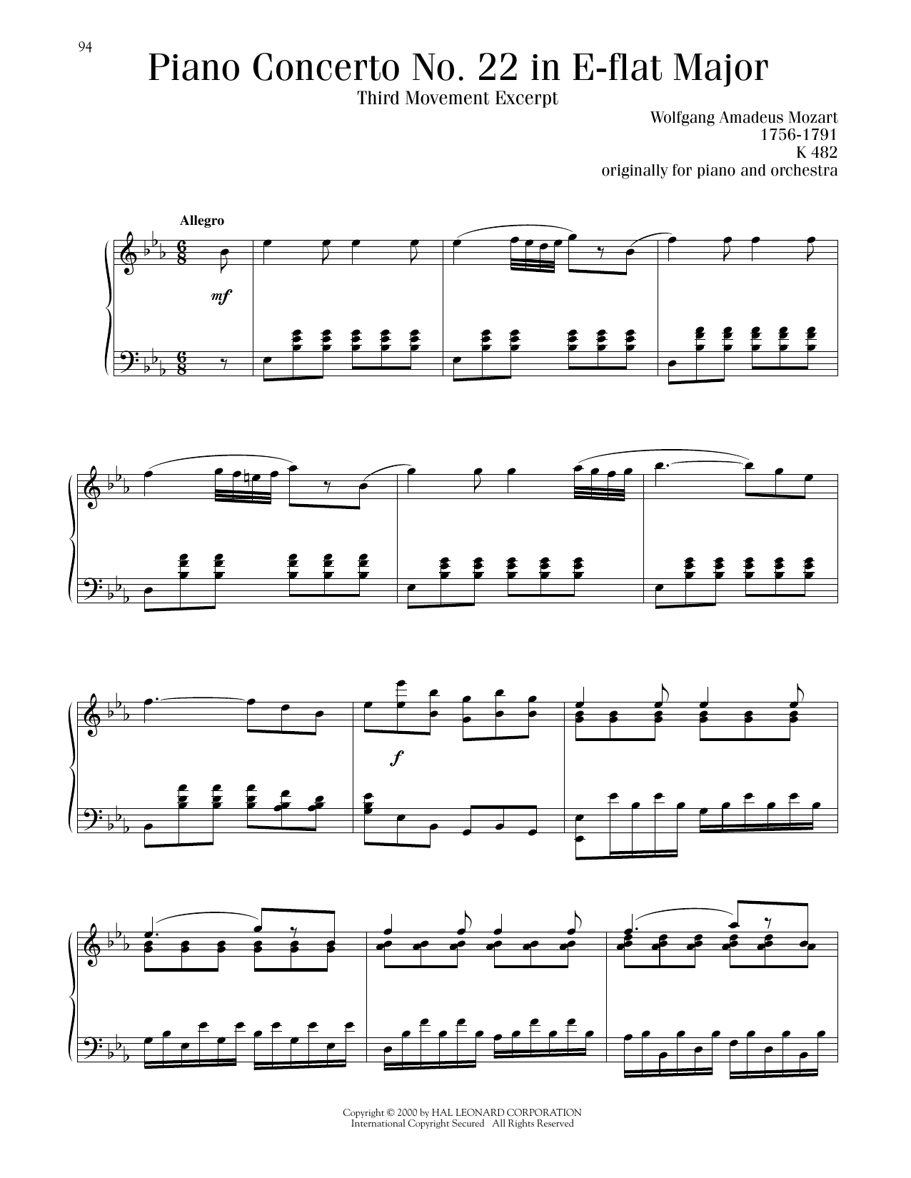 Produktbild zu: Piano Concerto No. 22 In E-Flat Major