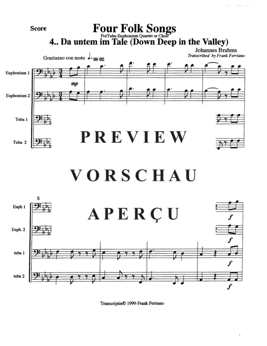 Product gallery: Page 9 of 21 Four Brahms Folk Songs , , (Tuba Quartett EETT)