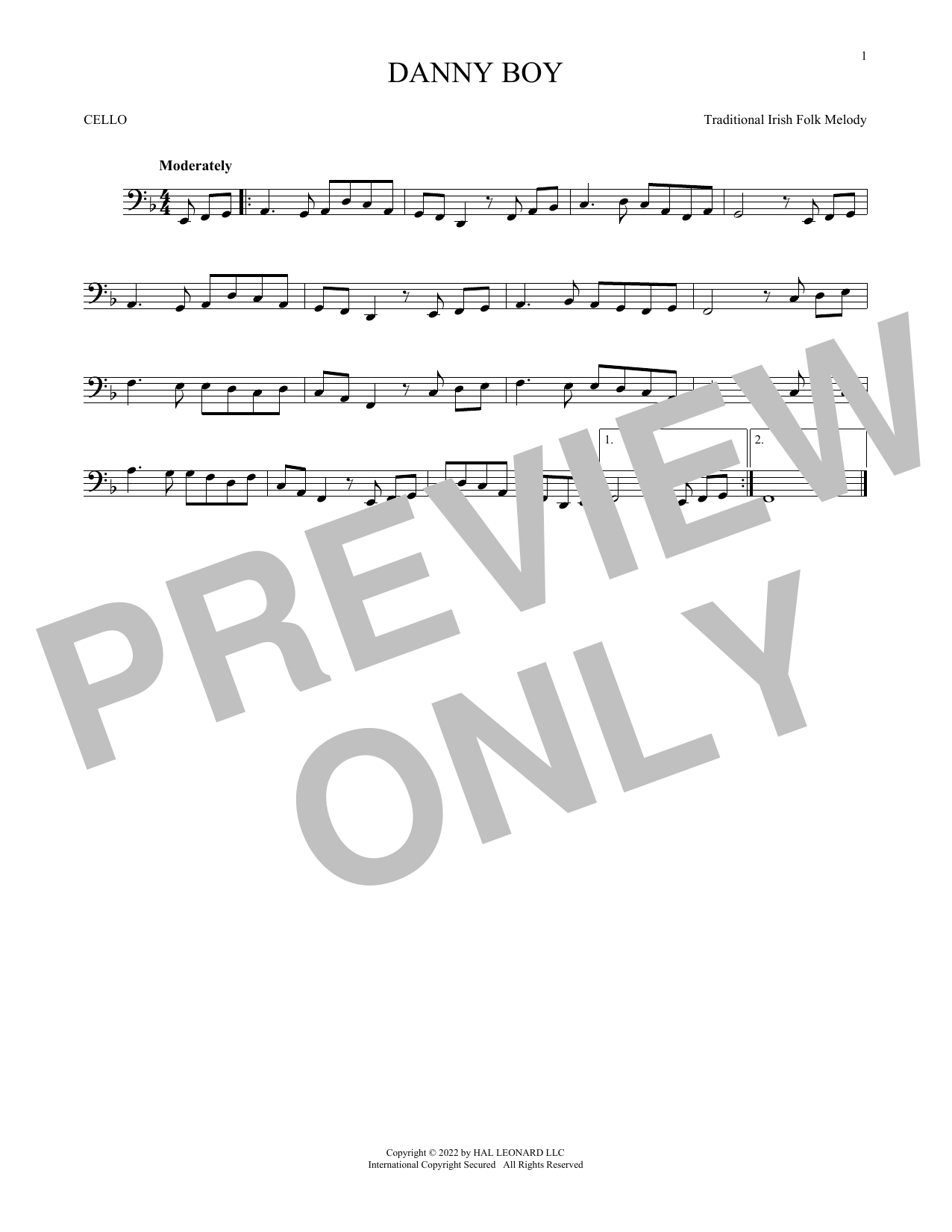 Produktgalerie: Seite 1 von 1 Danny Boy, Frederick Edward Weatherly, Violoncello