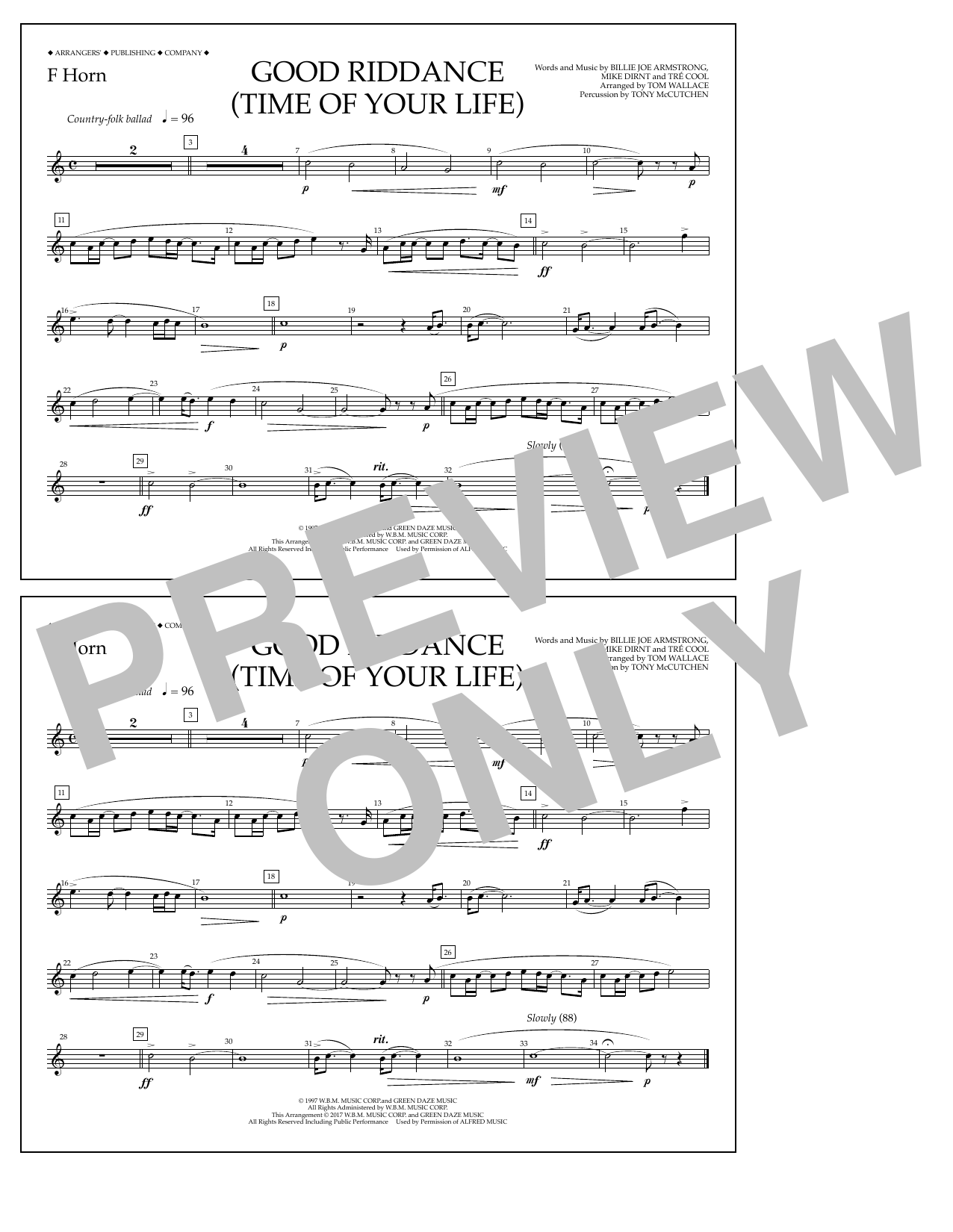 Product picture to: Good Riddance (Time of Your Life) - F Horn