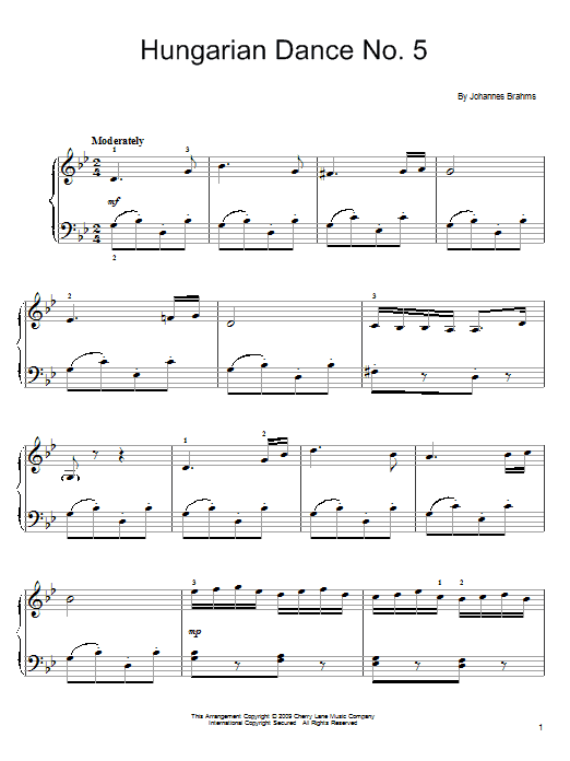 Produktgalerie: Seite 1 von 1 Hungarian Dance No. 5, Johannes Brahms, Klavier