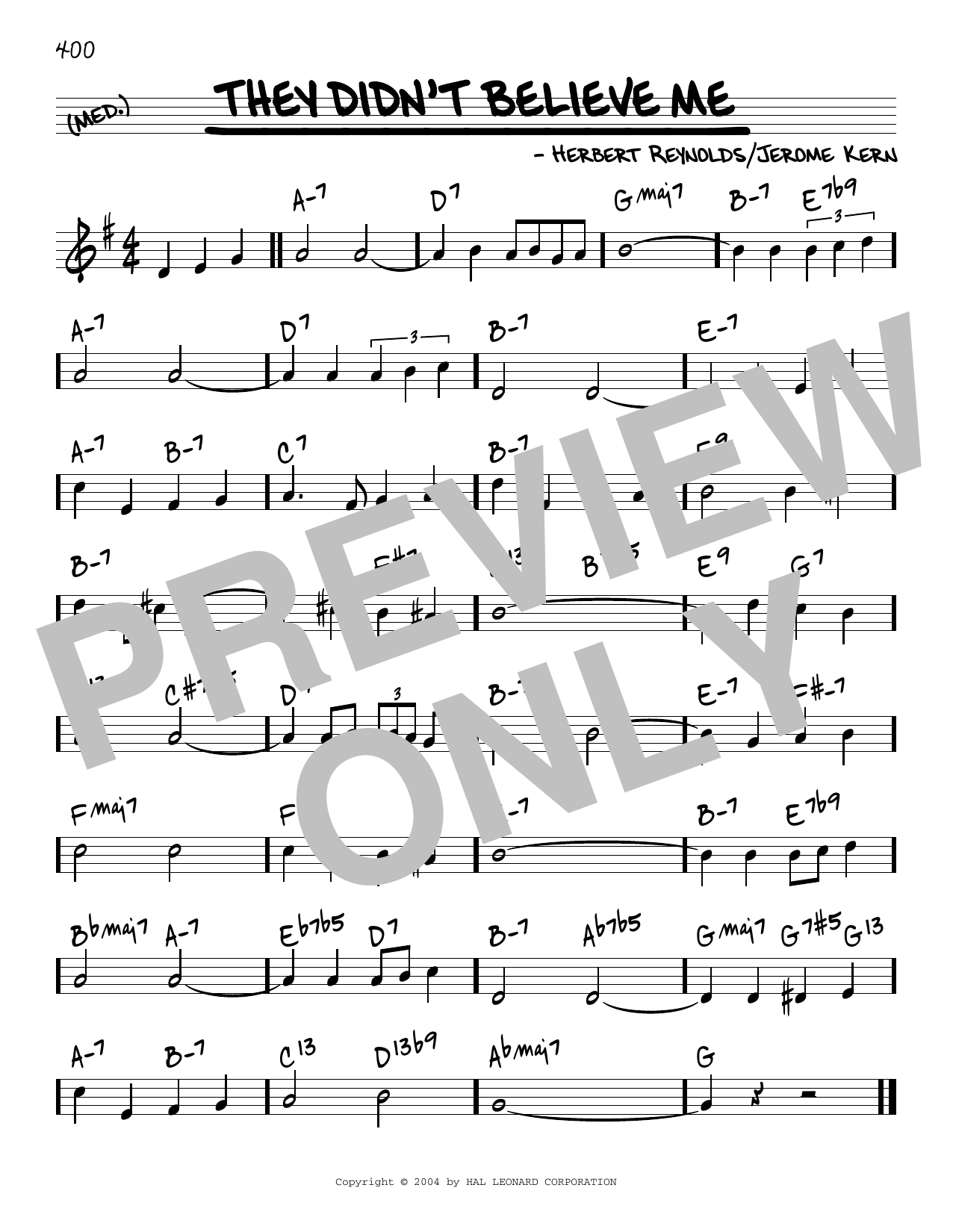 Produktgalerie: Seite 1 von 1 They Didn't Believe Me [Reharmonized version] (arr. Jack Grassel), Jerome Kern