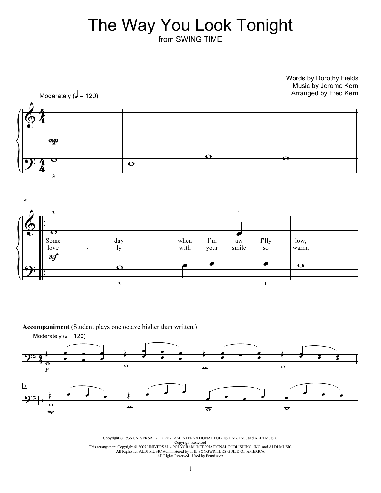 Product picture to: The Way You Look Tonight (arr. Fred Kern)