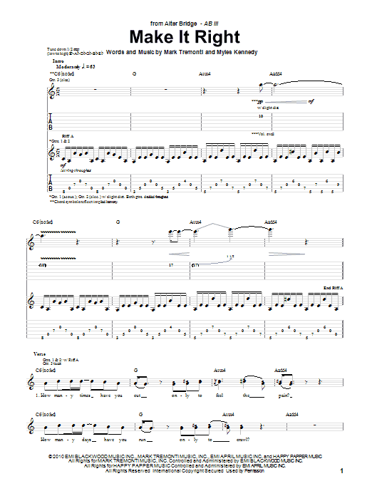 Produktgalerie: Seite 1 von 1 Make It Right, Alter Bridge, Gitarre