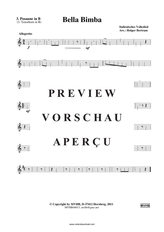 gallery: Bella Bimba (Blechbläserquartett 2 Trp (B) , , , Pos/TenH, Tub)