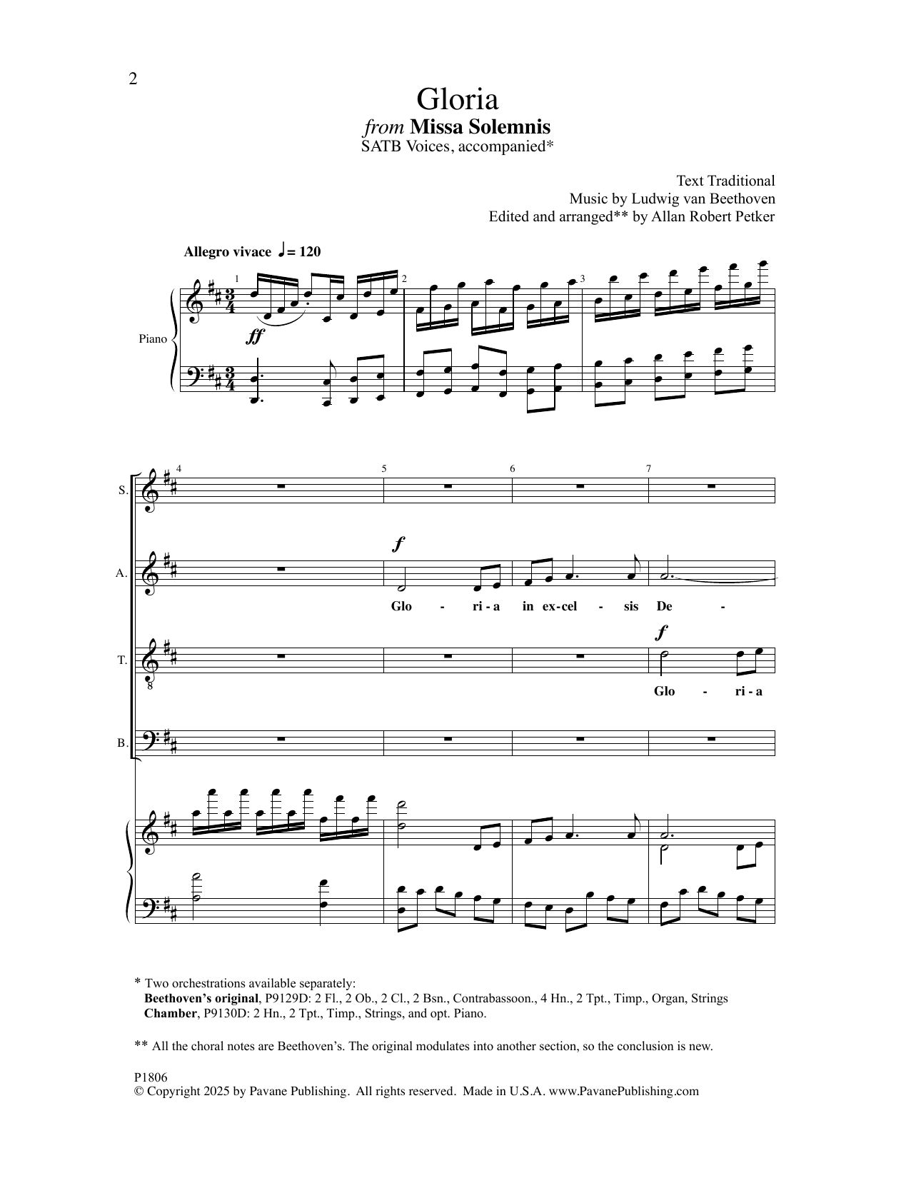 Produktgalerie: Seite 1 von 1 Gloria from Missa Solemnis (arr. Allan Robert Petker), Ludwig Van Beethoven, Chor