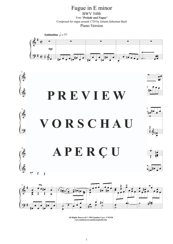 Produktgalerie: Seite 2 von 11 Fuge in E-Moll BWV 548b, , Klavier Solo