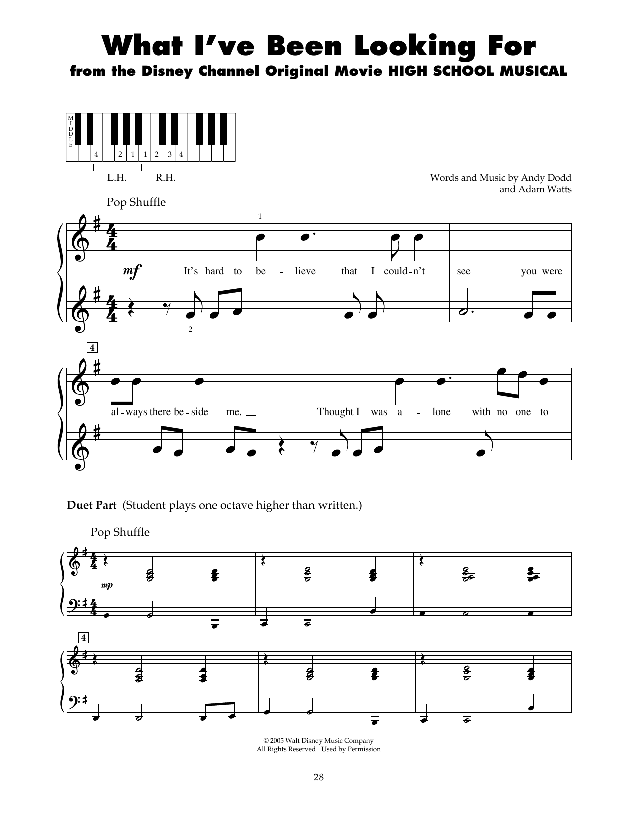 Produktgalerie: Seite 1 von 1 What I've Been Looking For, High School Musical, Klavier
