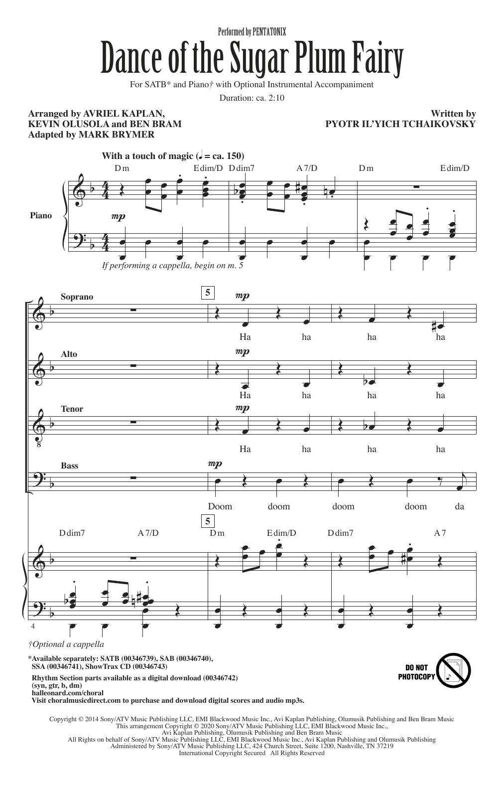 Product picture to: Dance Of The Sugar Plum Fairy (arr. Mark Brymer)