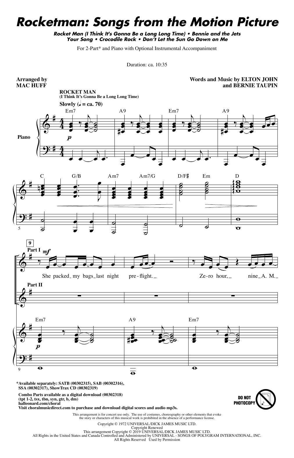 Produktbild zu: Rocketman: Songs from the Motion Picture (arr. Mac Huff)