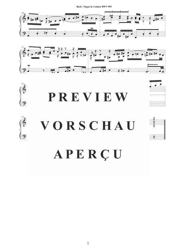 Produktgalerie: Seite 6 von 6 Fuge in A-Moll BWV 959, , Klavier Solo