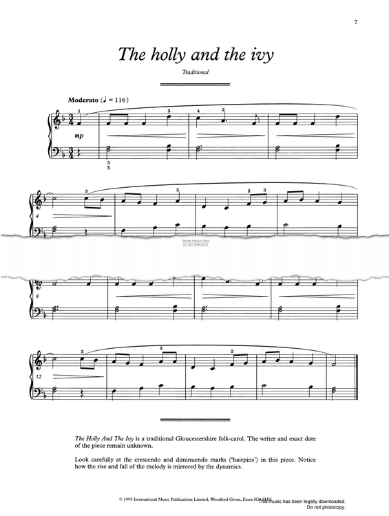 Produktgalerie: Seite 1 von 1 The Holly And The Ivy, Traditional, Klavier