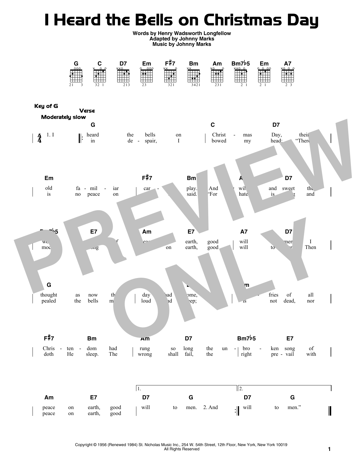 Product gallery: Page 1 of 1 I Heard The Bells On Christmas Day, Johnny Marks