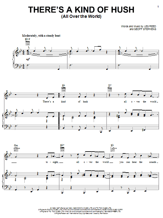 Produktgalerie: Seite 1 von 1 There's A Kind Of Hush (All Over The World), Herman's Hermits, Gesang, Gitarre, Klavier