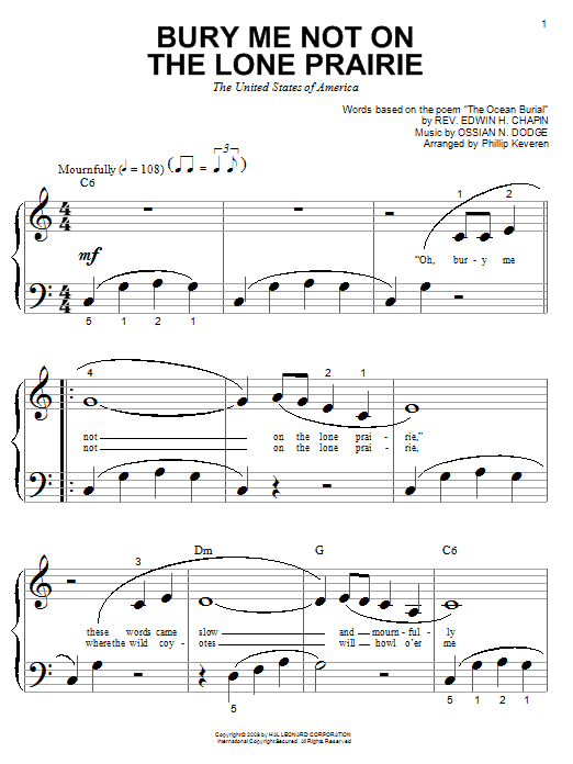Produktbild zu: Bury Me Not On The Lone Prairie (arr. Phillip Keveren)