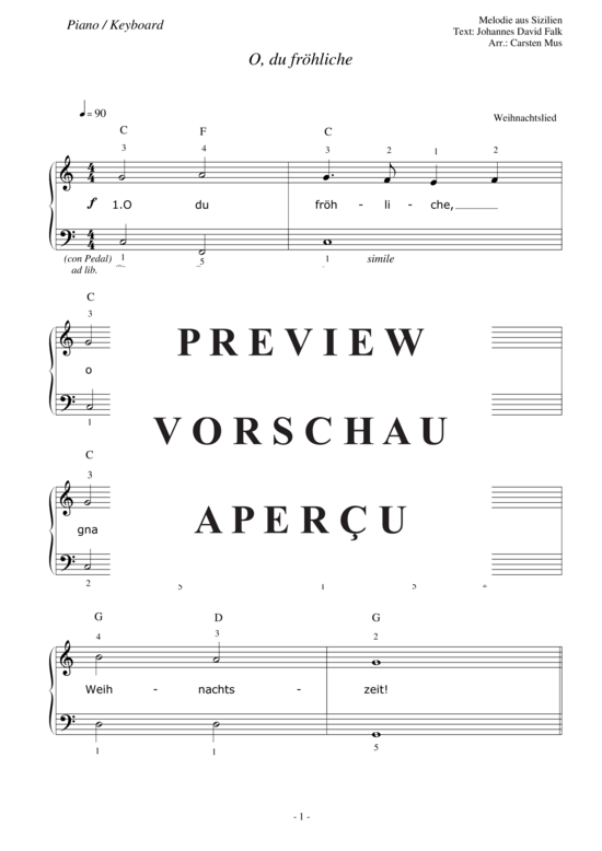 gallery: O, du fröhliche , , (Klavier/Keyboard - sehr einfach + Text)