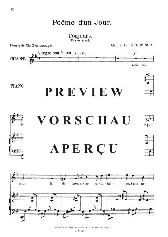 gallery: Poème d´un jour (Toujours) , ,  Op.21 No.2 (Gesang mittel + Klavier)