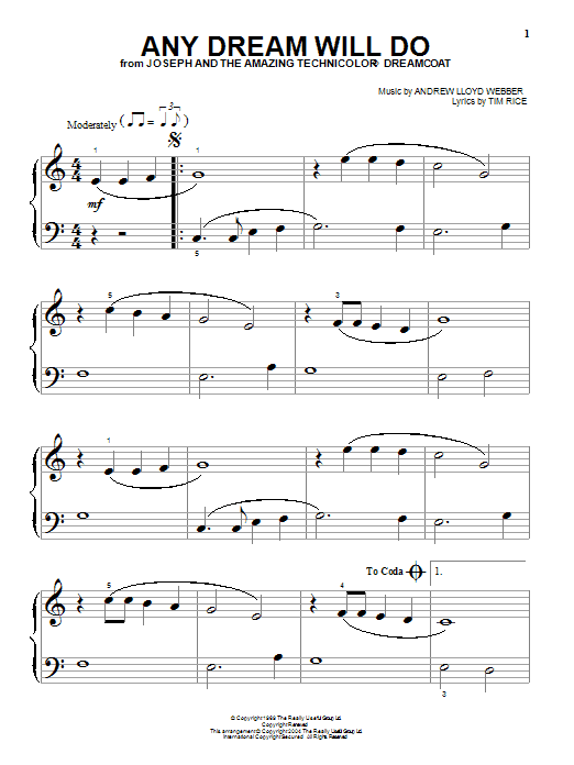 Produktgalerie: Seite 1 von 1 Any Dream Will Do, Andrew Lloyd Webber, Klavier