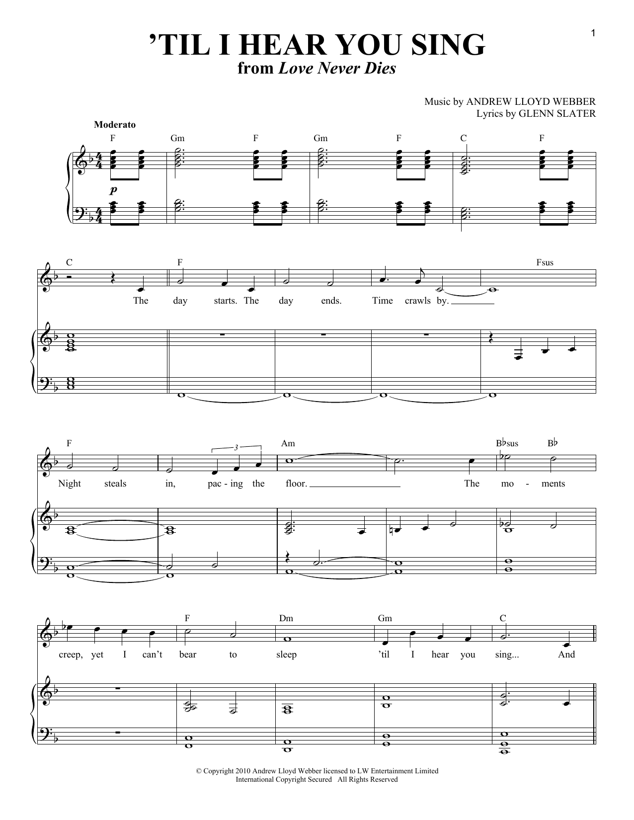 Produktgalerie: Seite 1 von 1 'Til I Hear You Sing (from Love Never Dies), Andrew Lloyd Webber, Gesang, Klavier