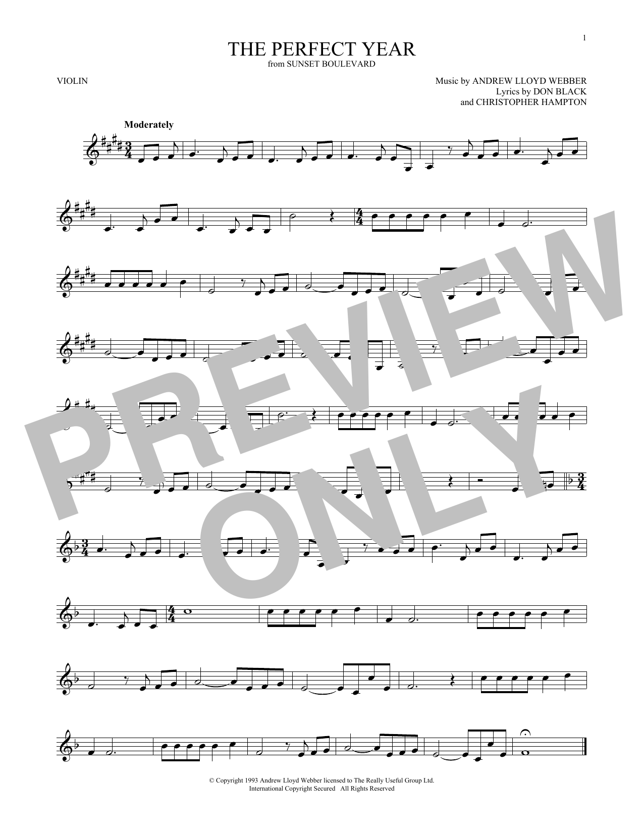 Product gallery: Page 1 of 1 The Perfect Year (from Sunset Boulevard), Andrew Lloyd Webber