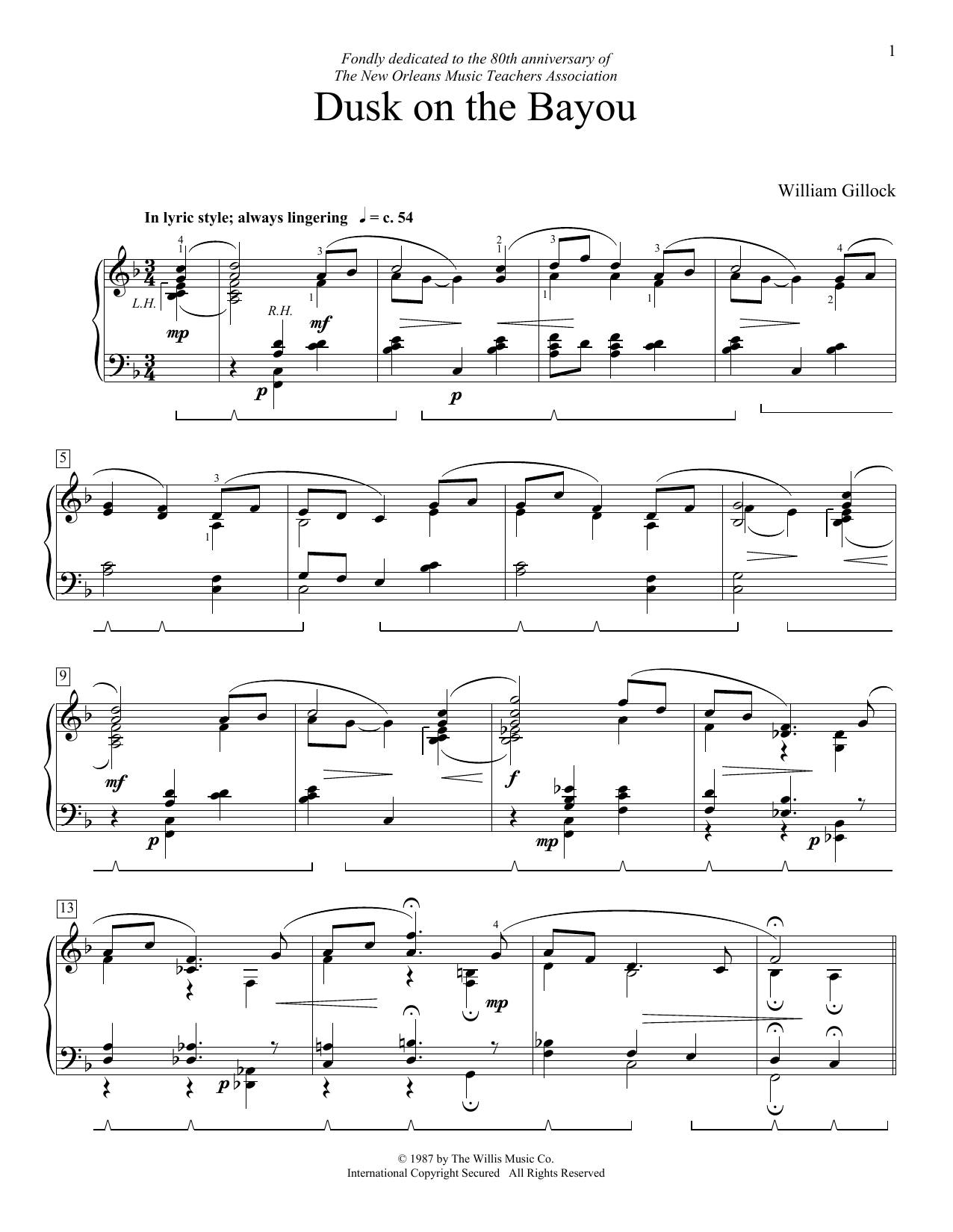 Produktgalerie: Seite 1 von 1 Dusk on the Bayou, William Gillock, Klavier