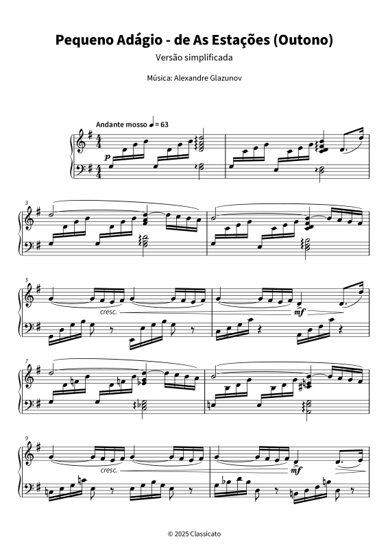 Product gallery: Page 1 of 6 Pequeno Adágio - Versão simplificada, , Piano Solo