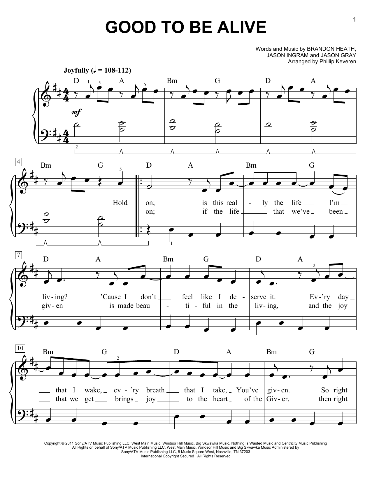 Product picture to: Good To Be Alive (arr. Phillip Keveren)