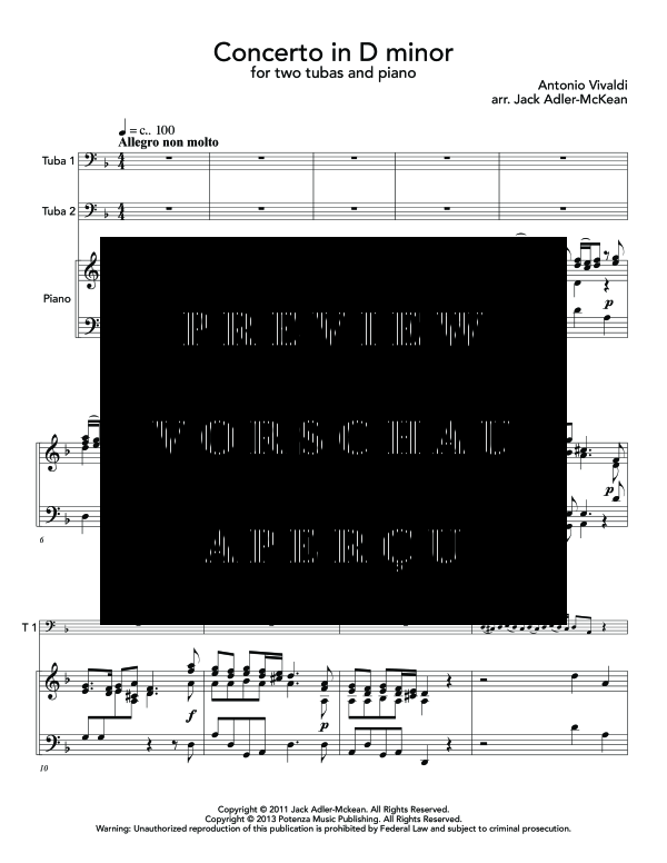 Produktgalerie: Seite 5 von 11 Concerto in D Minor, , (Trio 2x Tuba und Klavier)